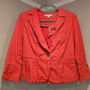 CAbi Blazer Coral Button down three quarter sleeves Size 6